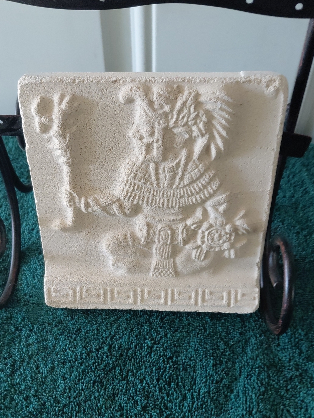 Mexican  "The Guardian"Decorative Cream Aztec Relief Wall Plaque - Home Art